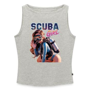 Scuba Girl Diver Design - Débardeur femme à encolure bateau bio - gris chiné - Devant - Selfina (174cm)