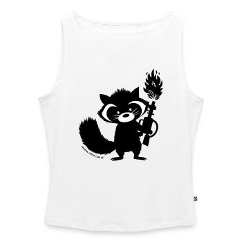 Unhinged Raccoon Design – Dark Humor Trash Panda A - Frauen Organic Tank Top mit U-Boot-Ausschnitt - Weiß - Vorne - Selfina (174cm)