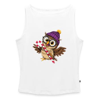 Niedliche Eulen mit Wintermütze und Zuckerstange - Frauen Organic Tank Top mit U-Boot-Ausschnitt - Weiß - Vorne - Selfina (174cm)