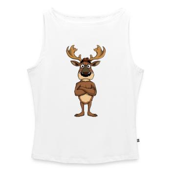 Confident Moose Cartoon - Women’s Organic Boat Neck Tank Top - white - Front - Selfina (174cm)