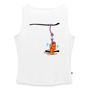 SKI LIFT SKIING HAMBURGER FRANZBRÖTCHEN - Women’s Organic Boat Neck Tank Top - white - Front - Selfina (174cm)