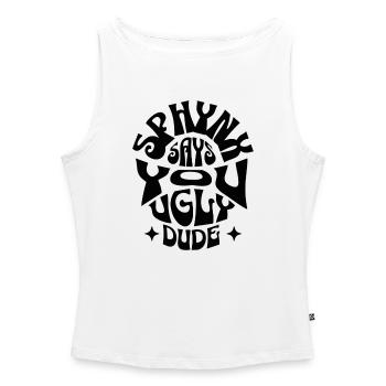 Black Sphynx Cat Funny Saying  - Women’s Organic Boat Neck Tank Top - white - Front - Selfina (174cm)