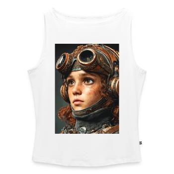 Brille Gaze Steampunk Scout - Frauen Organic Tank Top mit U-Boot-Ausschnitt - Weiß - Vorne - Selfina (174cm)