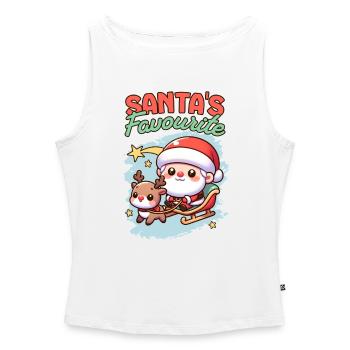 Christmas Outfit mit Weihnachtsmann und Rentier - Frauen Organic Tank Top mit U-Boot-Ausschnitt - Weiß - Vorne - Selfina (174cm)
