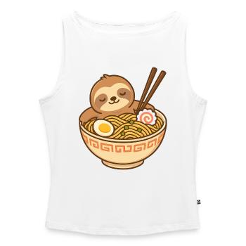 Ramen-Schlummer-Sloth - Frauen Organic Tank Top mit U-Boot-Ausschnitt - Weiß - Vorne - Selfina (174cm)
