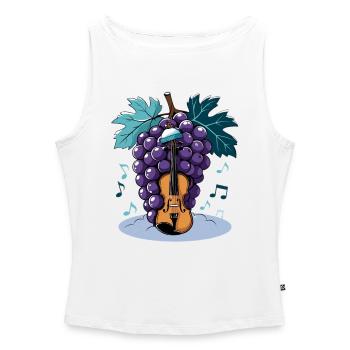 Grapes Violin Melody - Women’s Organic Boat Neck Tank Top - white - Front - Selfina (174cm)