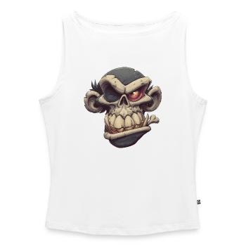 Monkey Skull Grin - Frauen Organic Tank Top mit U-Boot-Ausschnitt - Weiß - Vorne - Selfina (174cm)