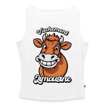 Vachement Limousine Humor Ländliches Landwirtschaftsgeschenk - Frauen Organic Tank Top mit U-Boot-Ausschnitt - Weiß - Vorne - Selfina (174cm)