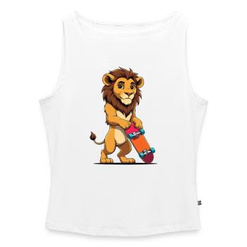 Lion Cub Skateboard Power - Women’s Organic Boat Neck Tank Top - white - Front - Selfina (174cm)