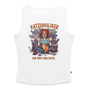 Katzoholiker Nur noch eine Katze - Lustiger Spruch - Frauen Organic Tank Top mit U-Boot-Ausschnitt - Weiß - Vorne - Selfina (174cm)