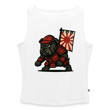 Bulldog Samurai Rising - Women’s Organic Boat Neck Tank Top - white - Front - Selfina (174cm)