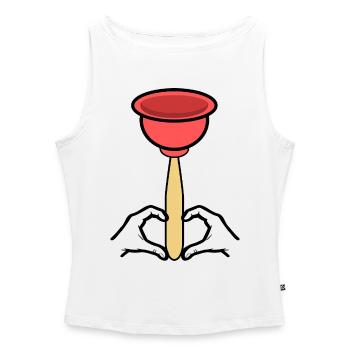Pömpel Spout Cleaner Craftsman - Women’s Organic Boat Neck Tank Top - white - Front - Selfina (174cm)