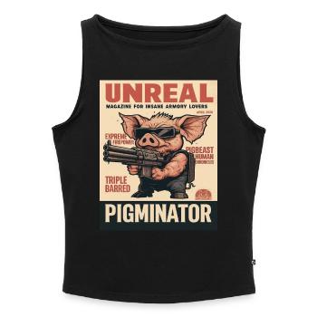 Pigminator Retro Weapon Cover - Women’s Organic Boat Neck Tank Top - heather grey - Front - Selfina (174cm)