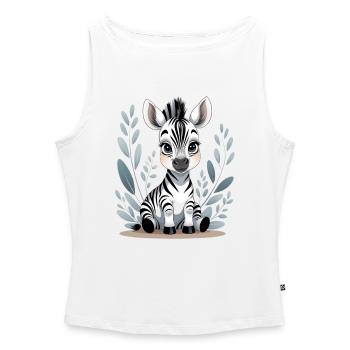 Zebra Baby in Leaf Frame - Women’s Organic Boat Neck Tank Top - white - Front - Selfina (174cm)
