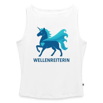 Proud Wave Rider, Unicorn Power, Sea - Women’s Organic Boat Neck Tank Top - white - Front - Selfina (174cm)