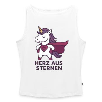 Herz aus Sternen, Einhorn Superheldin - Frauen Organic Tank Top mit U-Boot-Ausschnitt - Weiß - Vorne - Selfina (174cm)