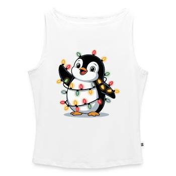 Pinguin mit Lichterkette - Frauen Organic Tank Top mit U-Boot-Ausschnitt - Weiß - Vorne - Selfina (174cm)