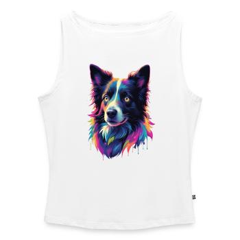 Farbenfroher Hundenkopf Neonpalette - Frauen Organic Tank Top mit U-Boot-Ausschnitt - Weiß - Vorne - Selfina (174cm)