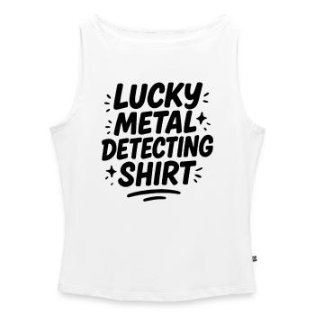 Lucky Metal Detecting Shirt Chasse au Trésor Amusant - Débardeur femme à encolure bateau bio - blanc - Devant - Selfina (174cm)