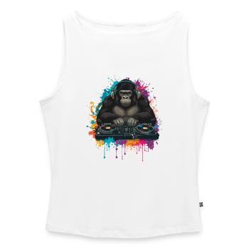Gorilla DJ am Mischpult - Frauen Organic Tank Top mit U-Boot-Ausschnitt - Weiß - Vorne - Selfina (174cm)