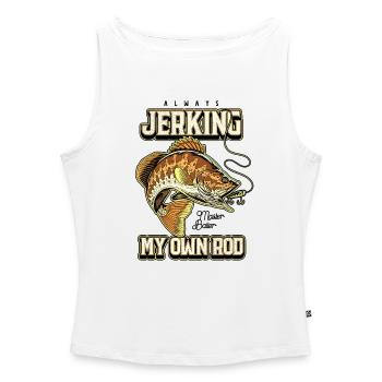 Immer mit meiner Rute zucken, komisches Angeln - Frauen Organic Tank Top mit U-Boot-Ausschnitt - Weiß - Vorne - Selfina (174cm)