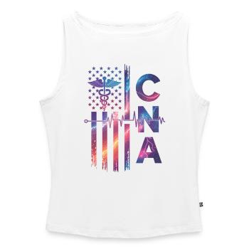 Kosmische Medizin-Caduceus Galaxie - Frauen Organic Tank Top mit U-Boot-Ausschnitt - Weiß - Vorne - Selfina (174cm)