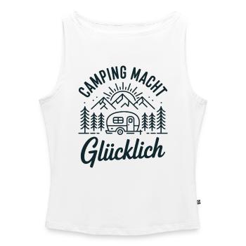 Camping Macht Glücklich – Naturmotiv - Frauen Organic Tank Top mit U-Boot-Ausschnitt - Weiß - Vorne - Selfina (174cm)