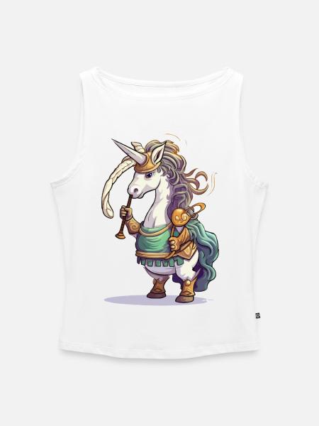Unicorn Warrior Bagpipes - Women’s Organic Boat Neck Tank Top - white