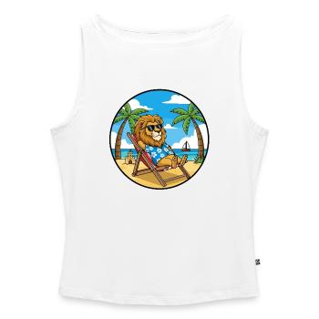 Coole Lion Beach Urlaubs-Sommerstimmung - Frauen Organic Tank Top mit U-Boot-Ausschnitt - Weiß - Vorne - Selfina (174cm)