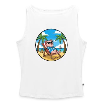 Cool Pig Beach Vacation Summer Vibes - Frauen Organic Tank Top mit U-Boot-Ausschnitt - Weiß - Vorne - Selfina (174cm)