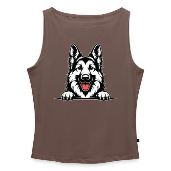 German Shepherd Portrait with Paws - Women’s Organic Boat Neck Tank Top - heather grey - Front - Selfina (174cm)