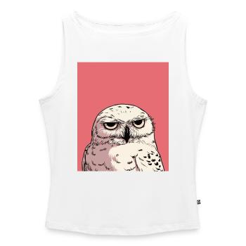 Grumpy Owl Illustration – Urteilende Tierkunst De - Frauen Organic Tank Top mit U-Boot-Ausschnitt - Weiß - Vorne - Selfina (174cm)