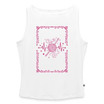 Funny Crochet Heartbeat Crochet Lover Yarn Hook - Women’s Organic Boat Neck Tank Top - white - Front - Selfina (174cm)