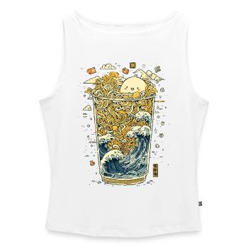 Kawaii noodles in a wave glass - Women’s Organic Boat Neck Tank Top - white - Front - Selfina (174cm)