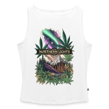 NORTHERN LIGHTS - Frauen Organic Tank Top mit U-Boot-Ausschnitt - Weiß - Vorne - Selfina (174cm)