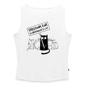 Freedom for Schrödinger Cat – Nerd Humor Shirt - Frauen Organic Tank Top mit U-Boot-Ausschnitt - Weiß - Vorne - Selfina (174cm)