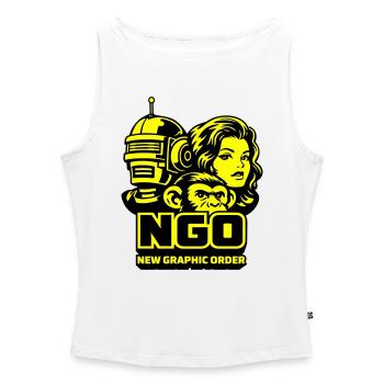 NGO Neon Pop Retro Portraits - Frauen Organic Tank Top mit U-Boot-Ausschnitt - Weiß - Vorne - Selfina (174cm)