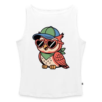 Sonnenbrillen-Eule im Retro-Look - Frauen Organic Tank Top mit U-Boot-Ausschnitt - Weiß - Vorne - Selfina (174cm)