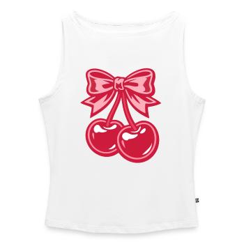Valentine Kirschen mit Rosa Schleife - Frauen Organic Tank Top mit U-Boot-Ausschnitt - Weiß - Vorne - Selfina (174cm)