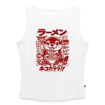 Loutre de Kawaii | Ramen | Soupe de nouilles | Restauration rapide - Débardeur femme à encolure bateau bio - blanc - Devant - Selfina (174cm)
