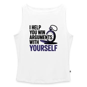 Hypnotist I Help You Win Arguments With Yourself  - Women’s Organic Boat Neck Tank Top - white - Front - Selfina (174cm)