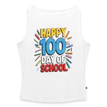 Hundredth Day of School Jubilee Design - Women’s Organic Boat Neck Tank Top - white - Front - Selfina (174cm)