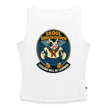 Cow showdown in school - Women’s Organic Boat Neck Tank Top - white - Front - Selfina (174cm)