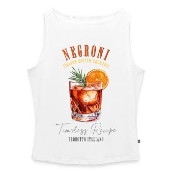 Negroni Cocktail liqueur Apéritif Gin Vermouth - Débardeur femme à encolure bateau bio - blanc - Devant - Selfina (174cm)