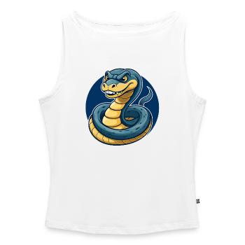 Anaconda Kawaii Maskottchen Cartoon Clipart Logo Abzeichen - Frauen Organic Tank Top mit U-Boot-Ausschnitt - Weiß - Vorne - Selfina (174cm)