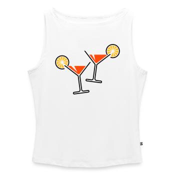 2 Cocktailgläser / Cocktail / Martini + (Orange) - Frauen Organic Tank Top mit U-Boot-Ausschnitt - Weiß - Vorne - Selfina (174cm)
