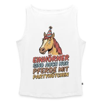 Party horse with hat - Women’s Organic Boat Neck Tank Top - white - Front - Selfina (174cm)