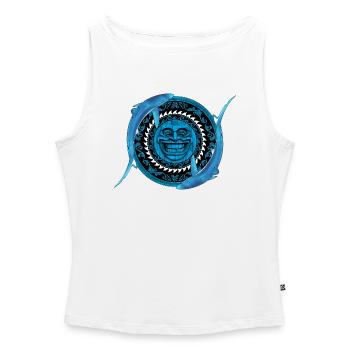 Blue Shark Tiki - Débardeur femme à encolure bateau bio - blanc - Devant - Selfina (174cm)