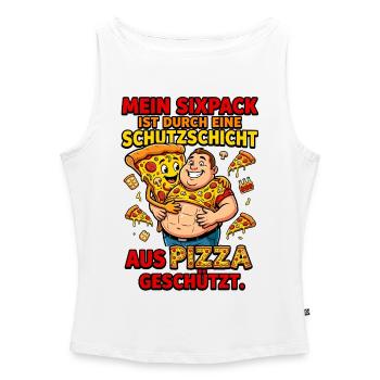 Pizza Sixpack Protective Layer Meme - Women’s Organic Boat Neck Tank Top - white - Front - Selfina (174cm)