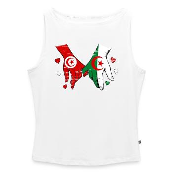 Tunisia Algeria Flag Holding Hands - Women’s Organic Boat Neck Tank Top - white - Front - Selfina (174cm)